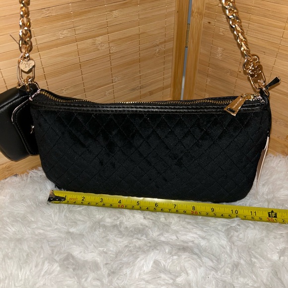 Juicy Couture Tied With A Bow Black Shoulder Bag evening bag gold chain NEW - Picture 7 of 9